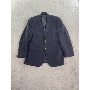 Ralph Lauren Suit Jacket 44 R Navy Wool Golden Button University Designer LRL